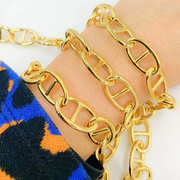 564MTGP. Gold Plated Sterling Silver Thick Marina Link Hollow Chain